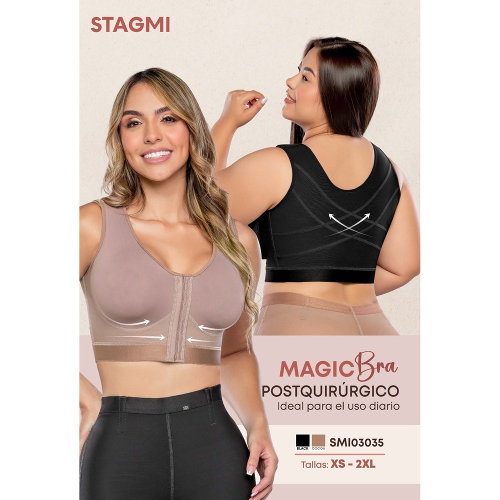 Stagmi Faja Colombian Magic Bra Full Bust & Back Support Adjustable Size Large!